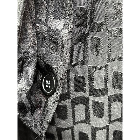 Newport News Easy Style black jacquard long jacket hidden buttons Size 8 - Picture 4 of 6